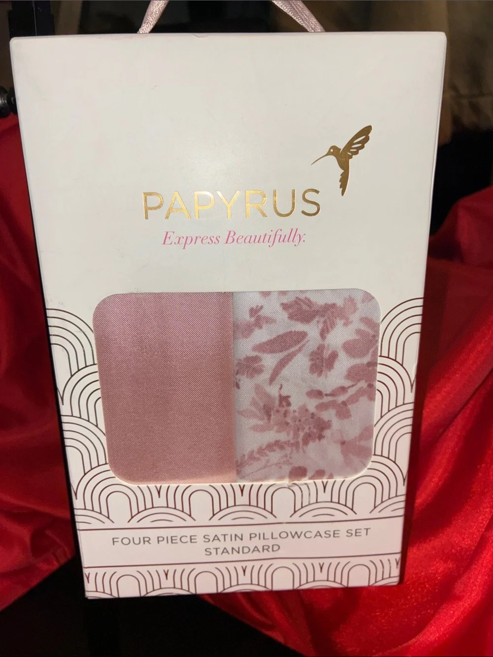 Papyrus Four Piece Satin Pillowcase Set in Rose and Blush Floral
